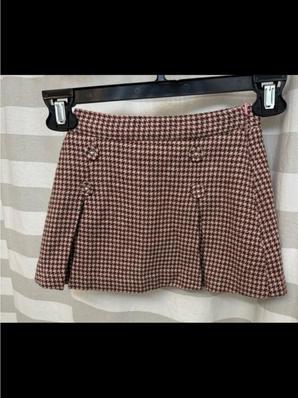 Janie and Jack Pink Houndstooth Pleated Mini Skirt